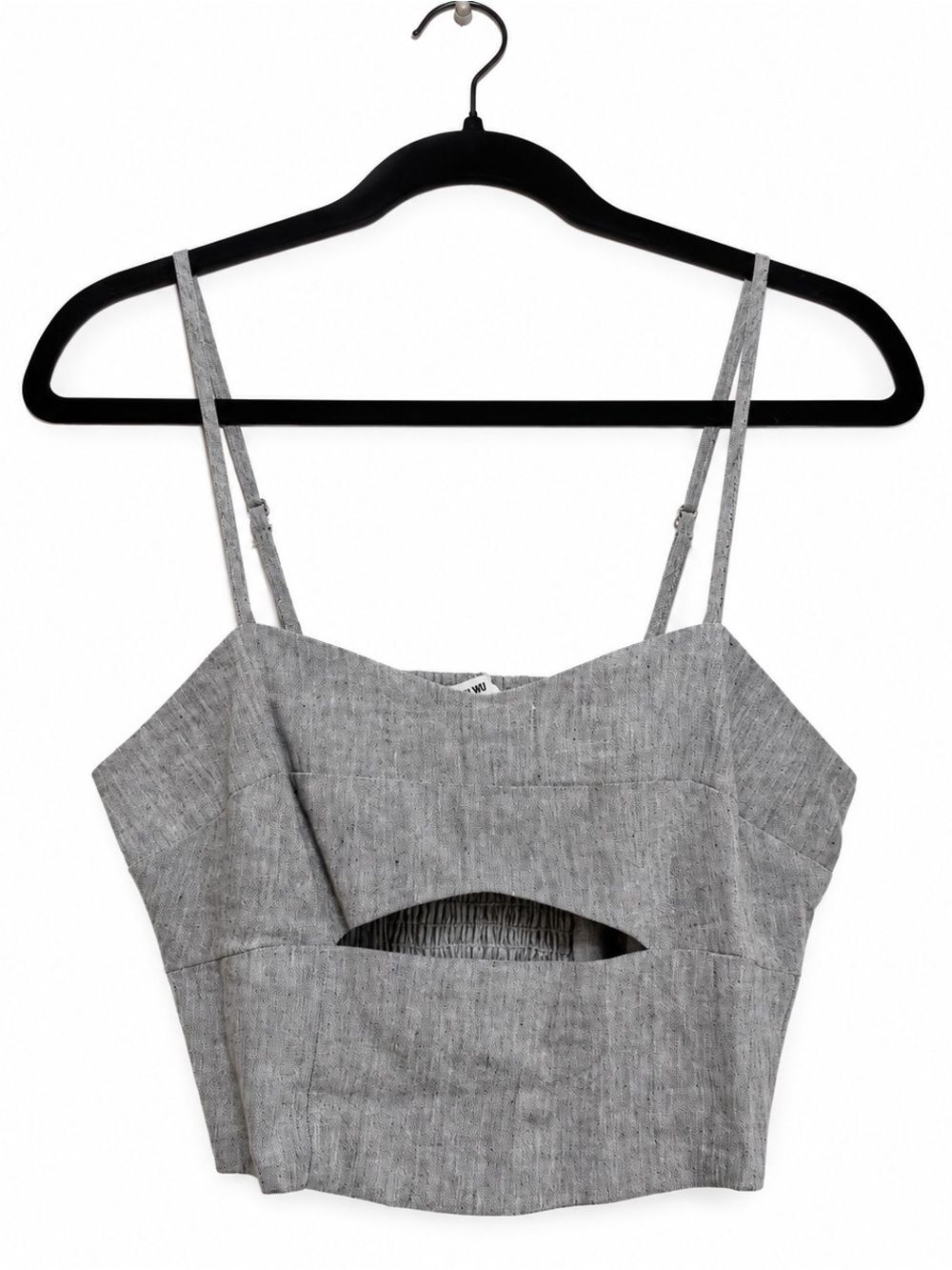 Jason Wu Gray Cutout Crop Top Size S Smocked Back Cami NWOT